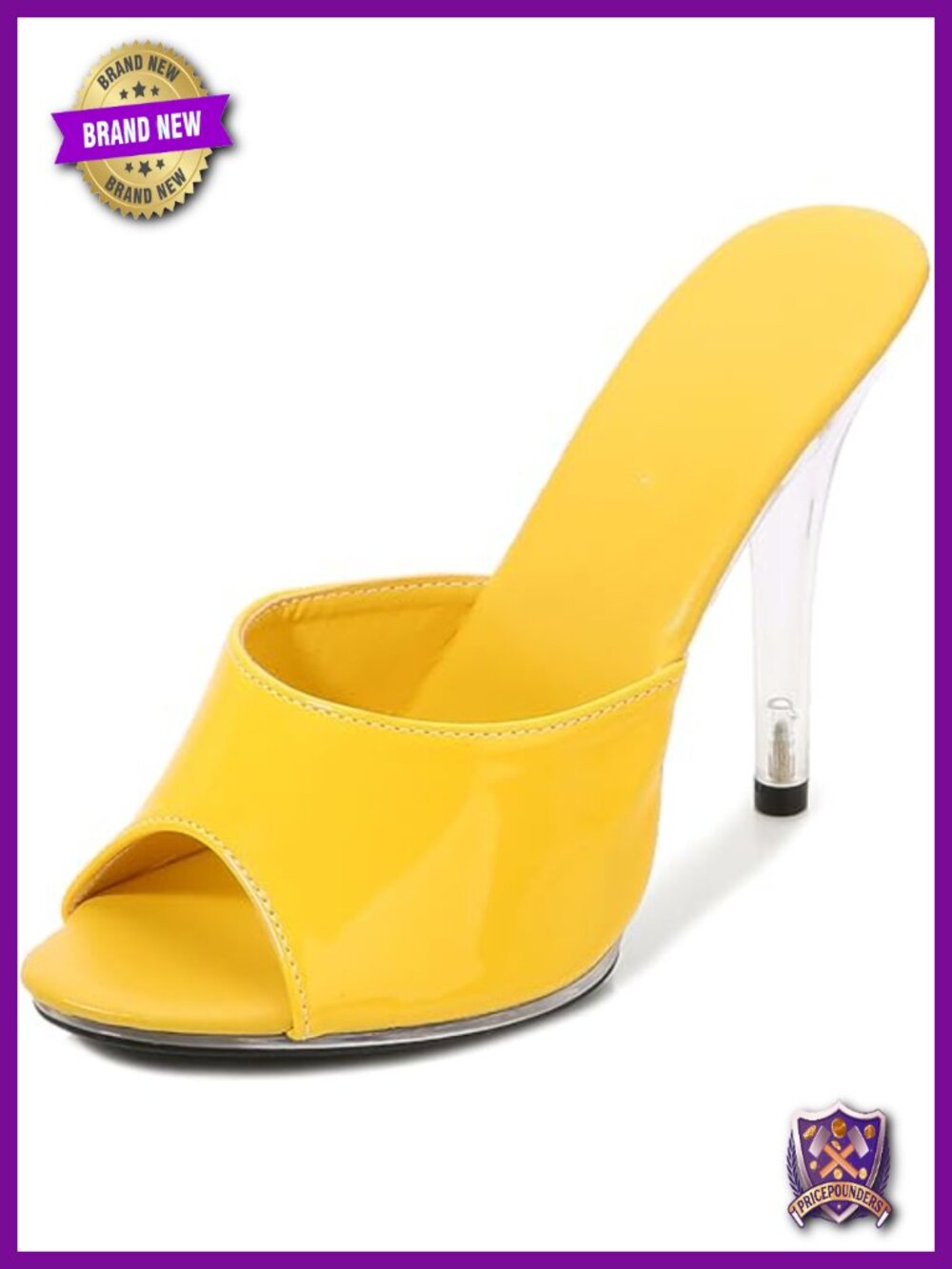 Patent Leather Peep Toe Stiletto Heels Slip-On Party Sandals